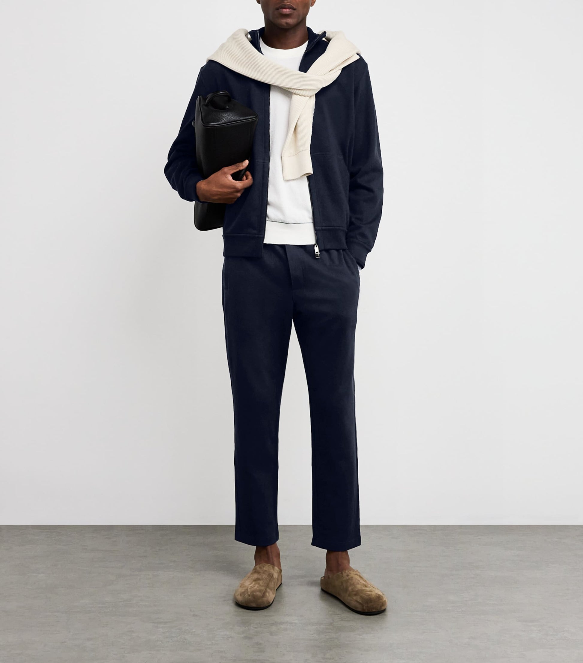 Brioni Blue Cotton-Blend Zip-Up Sweater