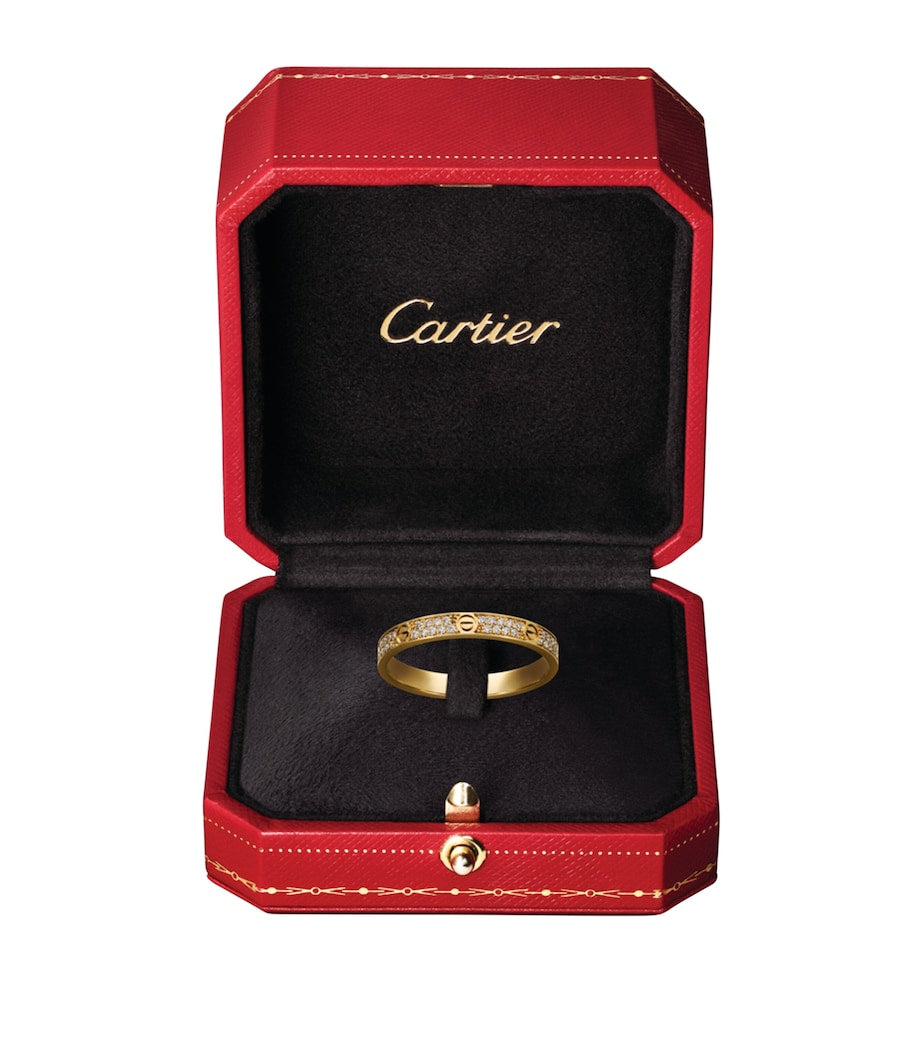 Small Yellow Gold and Diamond LOVE Ring