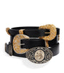 Black Leather Triple Western Belt