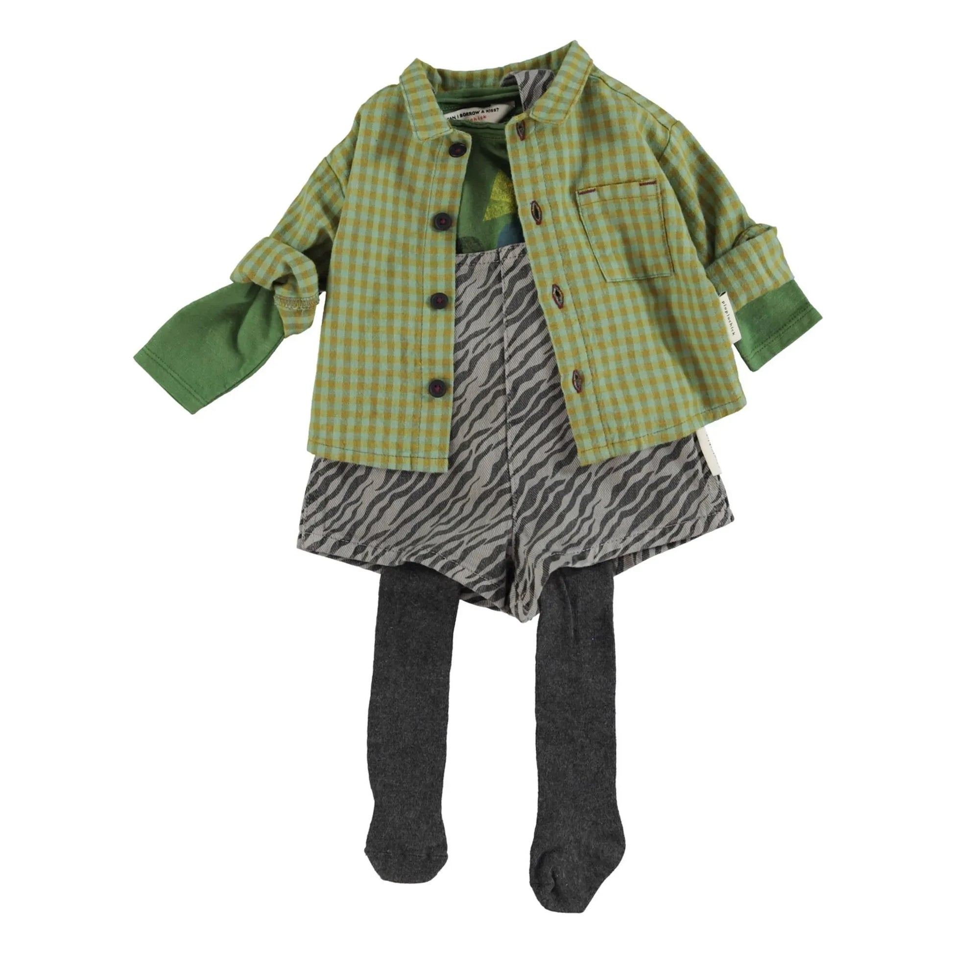 Piupiuchick - Zebra Short Dungarees | Grey