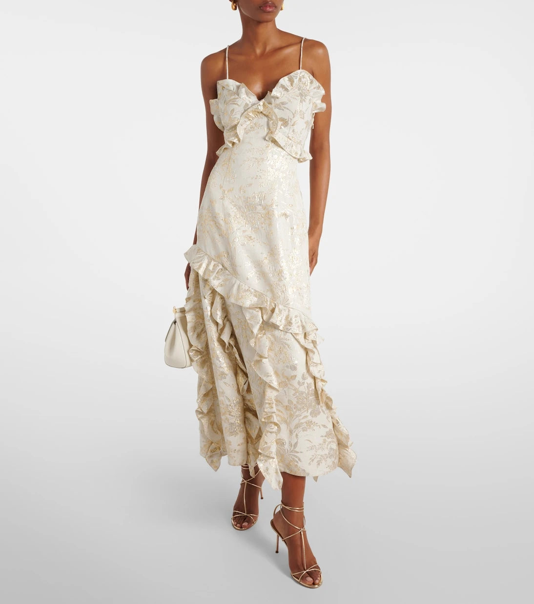 Markarian - Calandra ruffled floral jacquard midi dress