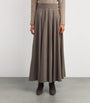 Max Mara Beige Stretch Wool Flared Maxi Skirt