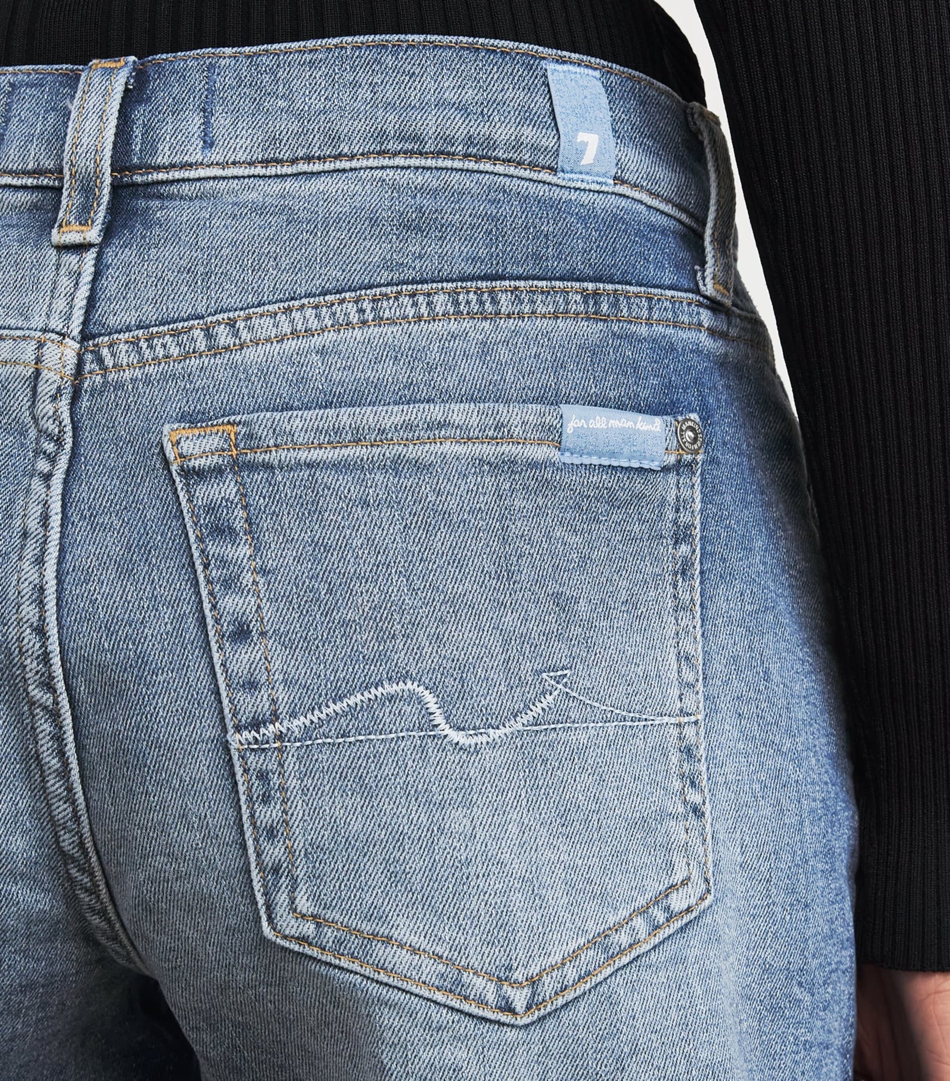 Blue Mid Roll Denim Shorts