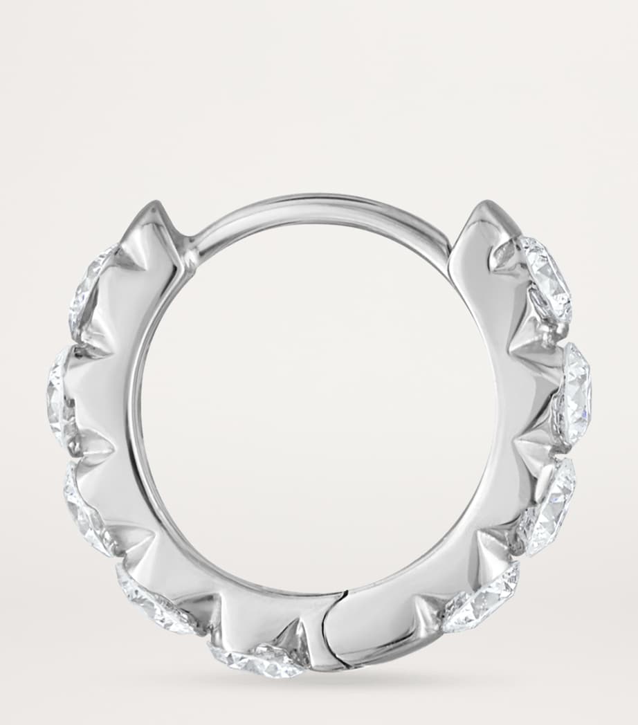 White Gold Invisible Set Large Diamond Eternity Hoop Earring (8mm)