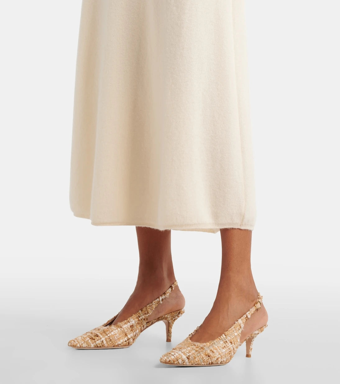 Gianvito Rossi - Pointy 55 bouclé slingback pumps