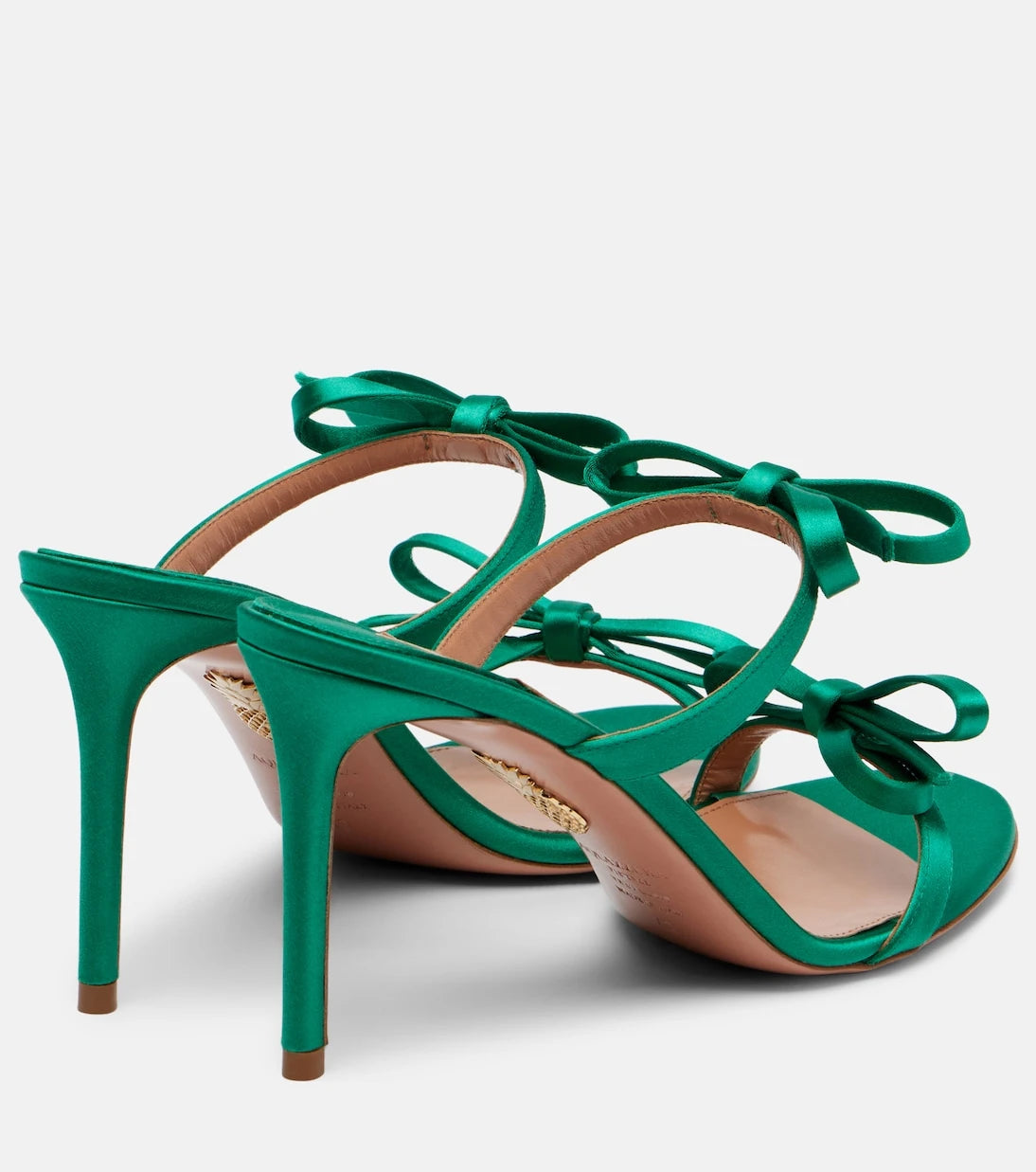 Aquazzura - Soave 85 bow-detail satin mules