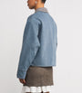 Sandro Paris Blue Denim Check-Trim Jacket