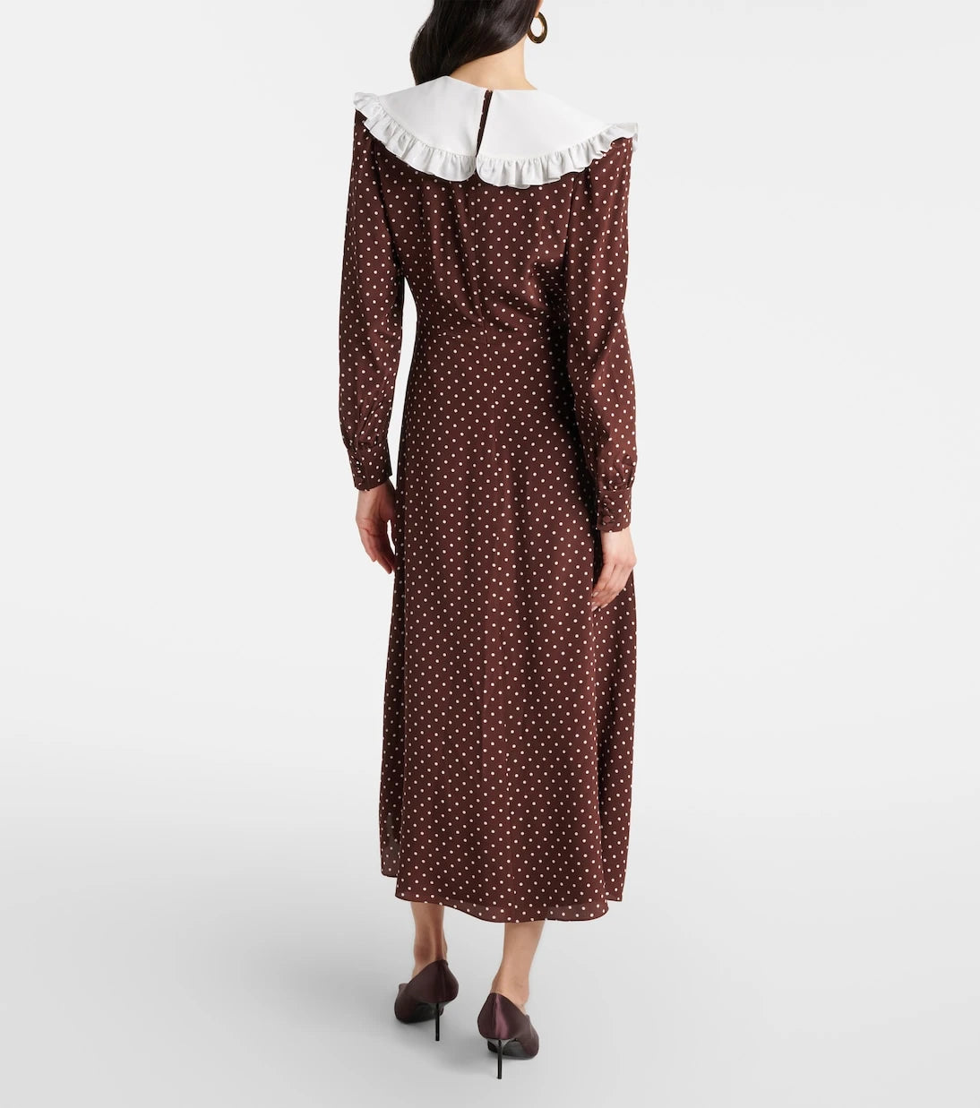 Alessandra Rich - Polka-dot ruffled silk midi dress