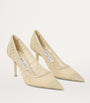 Jimmy Choo Gold Love 85 Mesh Glitter Pumps