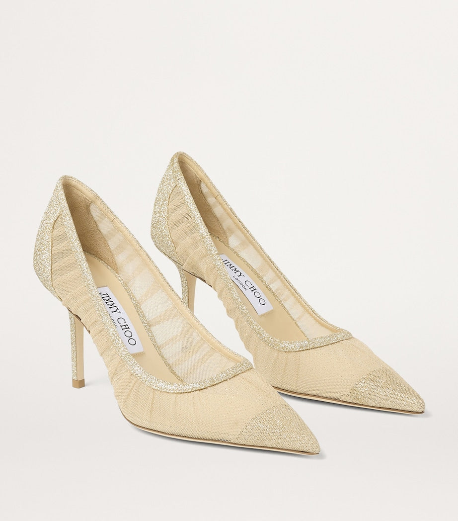 Jimmy Choo Gold Love 85 Mesh Glitter Pumps