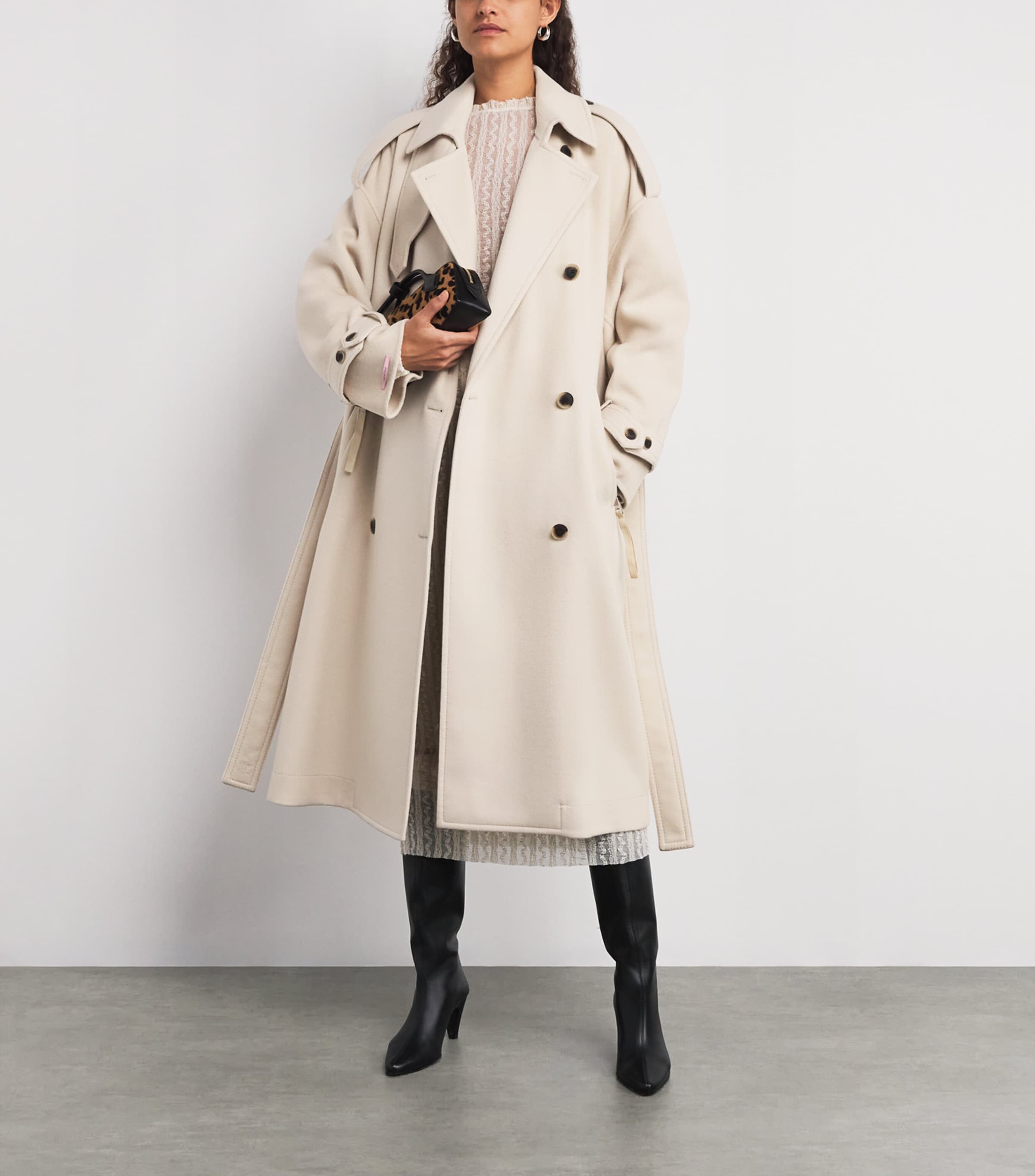MAX&Co. White Virgin Wool Double-Breasted Coat