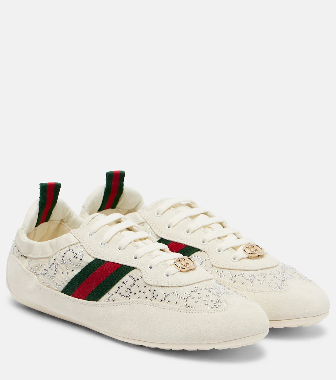 Gucci - Gucci Shift embellished suede-trimmed sneakers