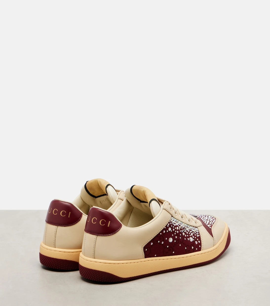 Gucci - Screener embellished canvas and leather sneakers