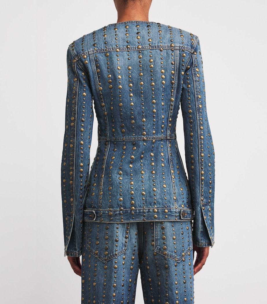 Haikure Blue Studded Temple Denim Jacket
