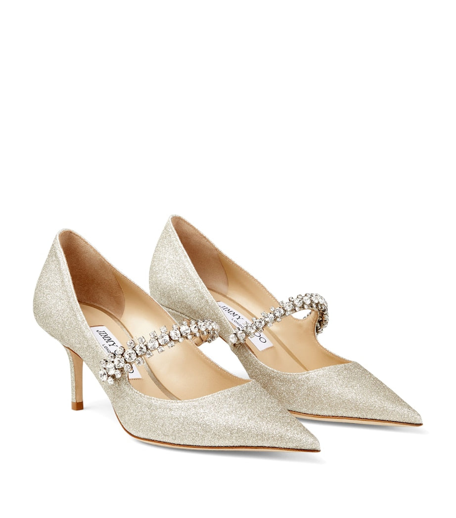 Jimmy Choo Silver Bing 65 Glitter Pumps