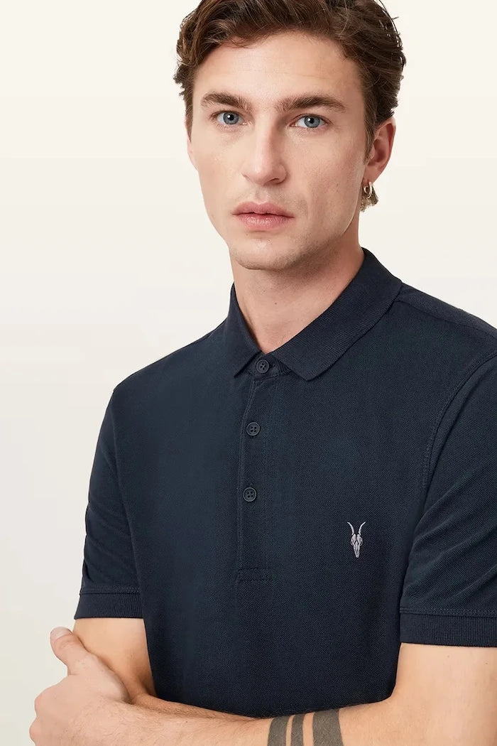 AllSaints тениска с яка мъжка памучна