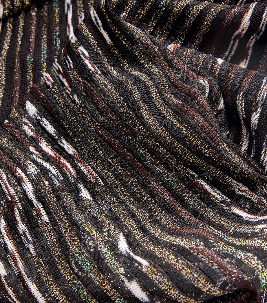 Metallic Pleated Maxi Skirt