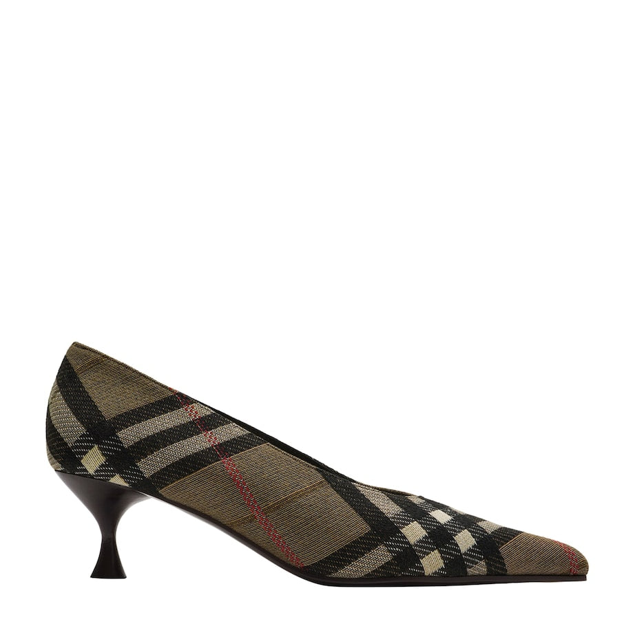 Burberry Beige Check Cameo Pumps 55