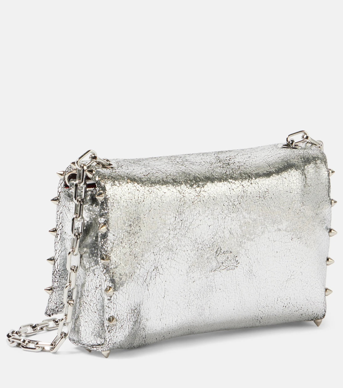 Christian Louboutin - Spiked metallic leather crossbody bag