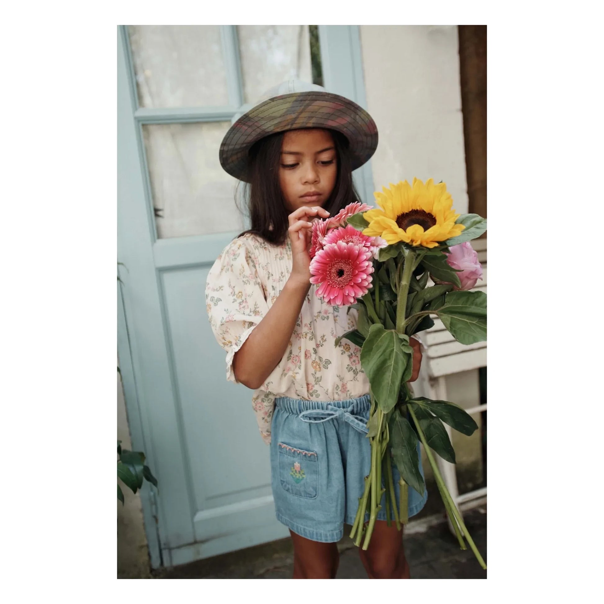 Emile et Ida - Embroidered Denim Shorts | Blue
