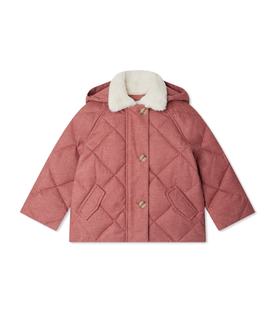 Bonpoint Faux Fur-Trim Hooded Pea Coat (10-14 Years)