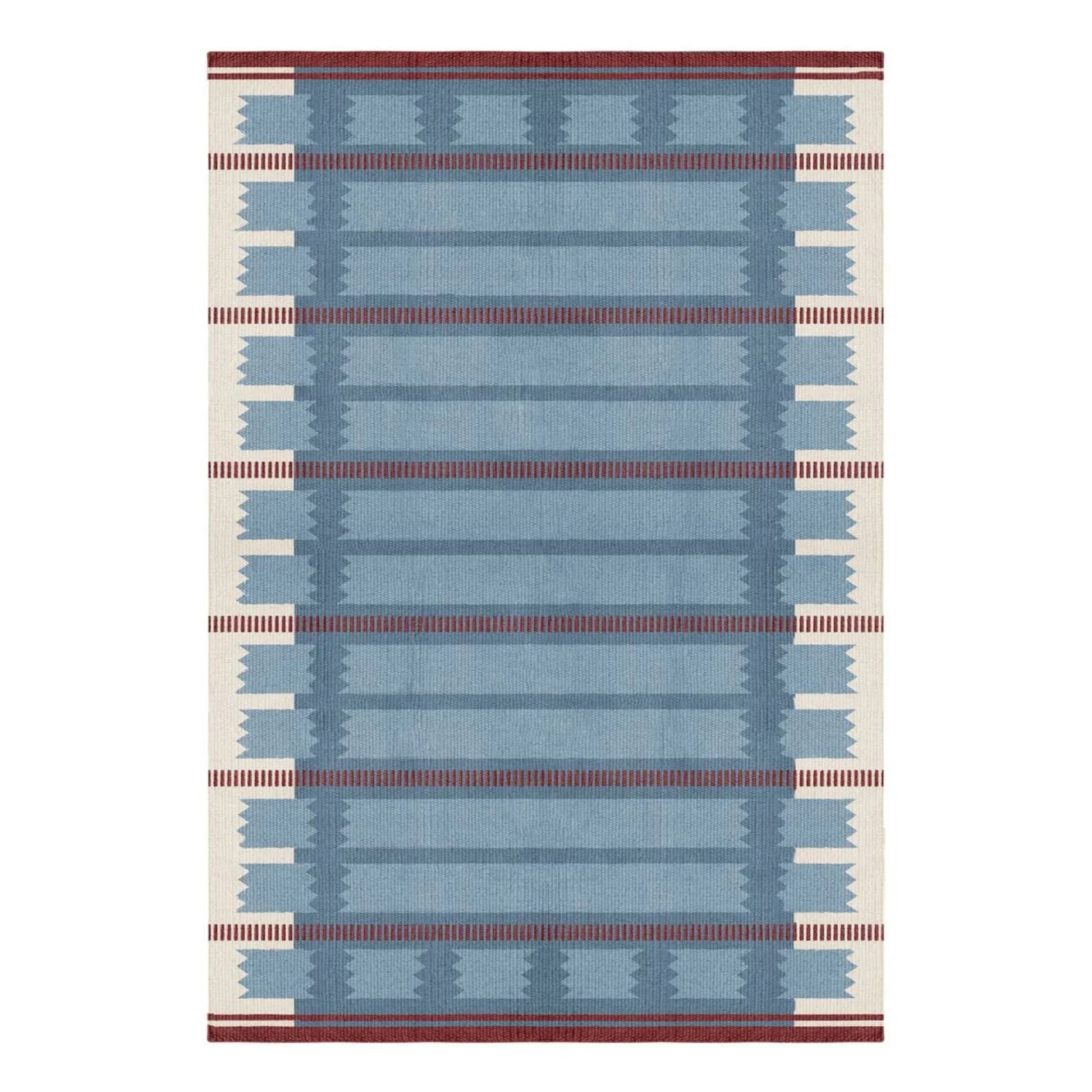 Layered - Röllakan Iris wool rug | Petrol blue