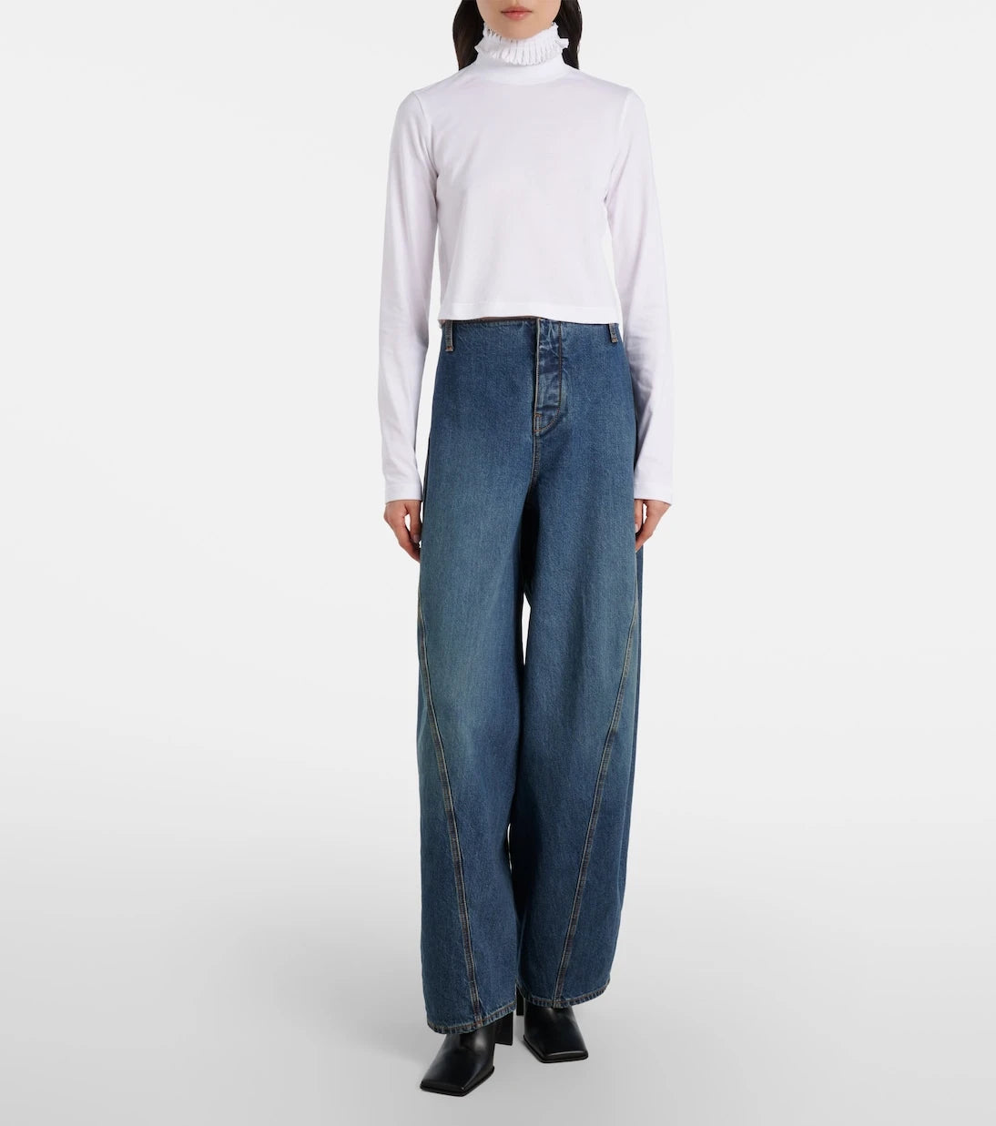Alaïa - Cropped turtleneck cotton jersey top