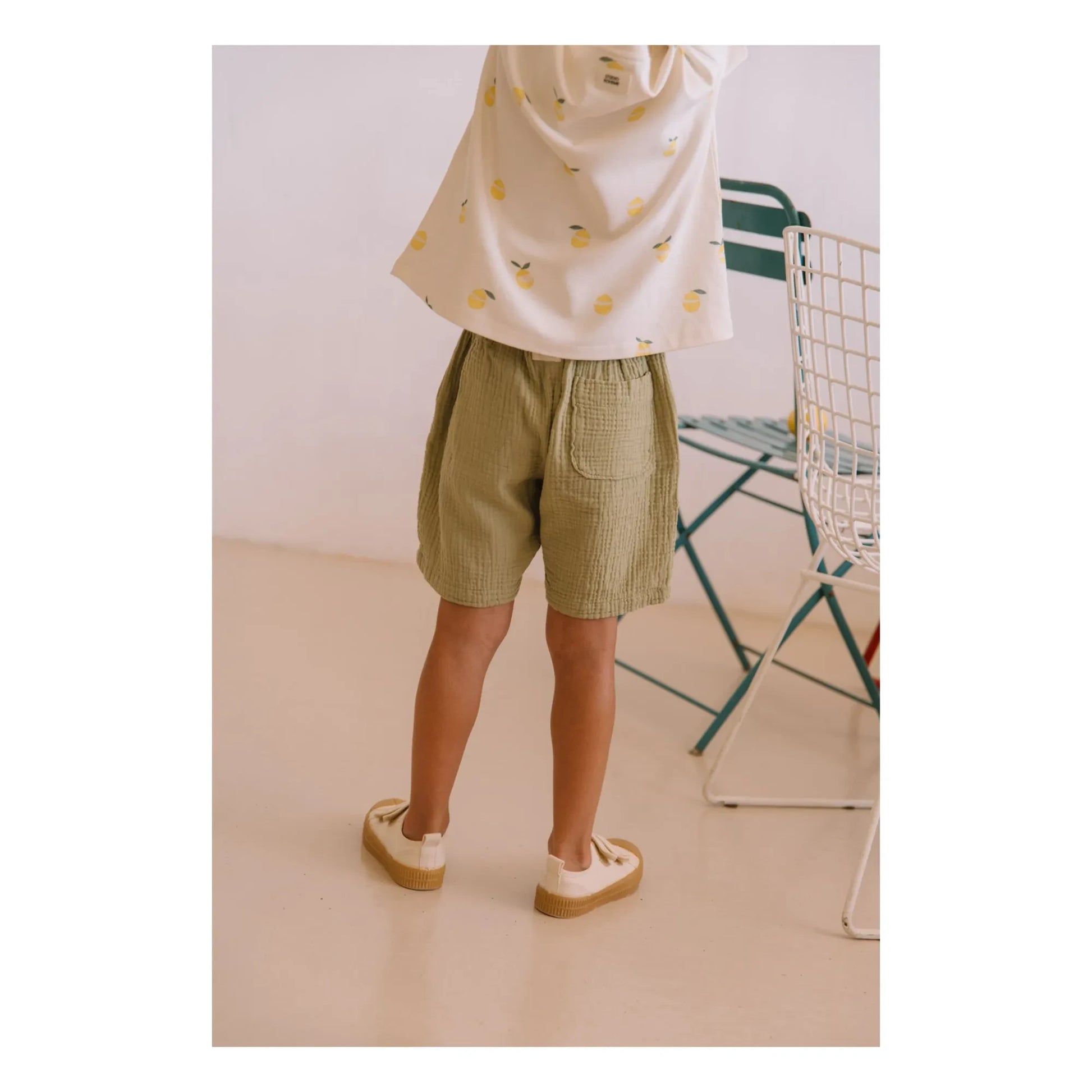 Studio Bohème - Basile Waffle Bermuda Organic Cotton Gauze | Khaki