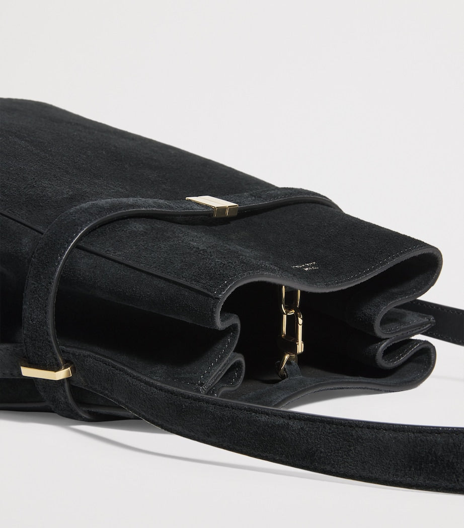 Toteme Black Suede Bucket Shoulder Bag