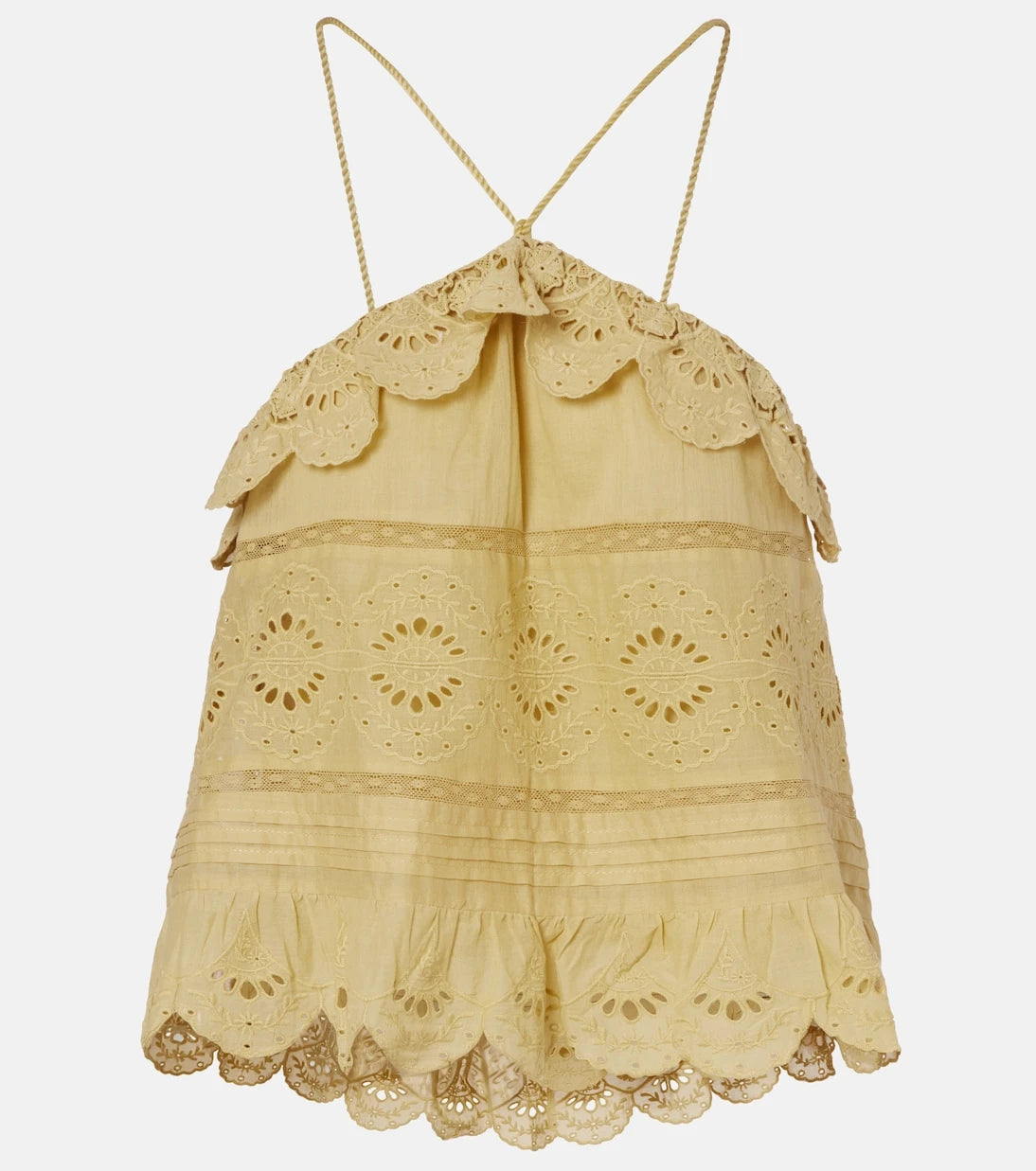 Marant Etoile - Embroidered ruffled halterneck cotton top