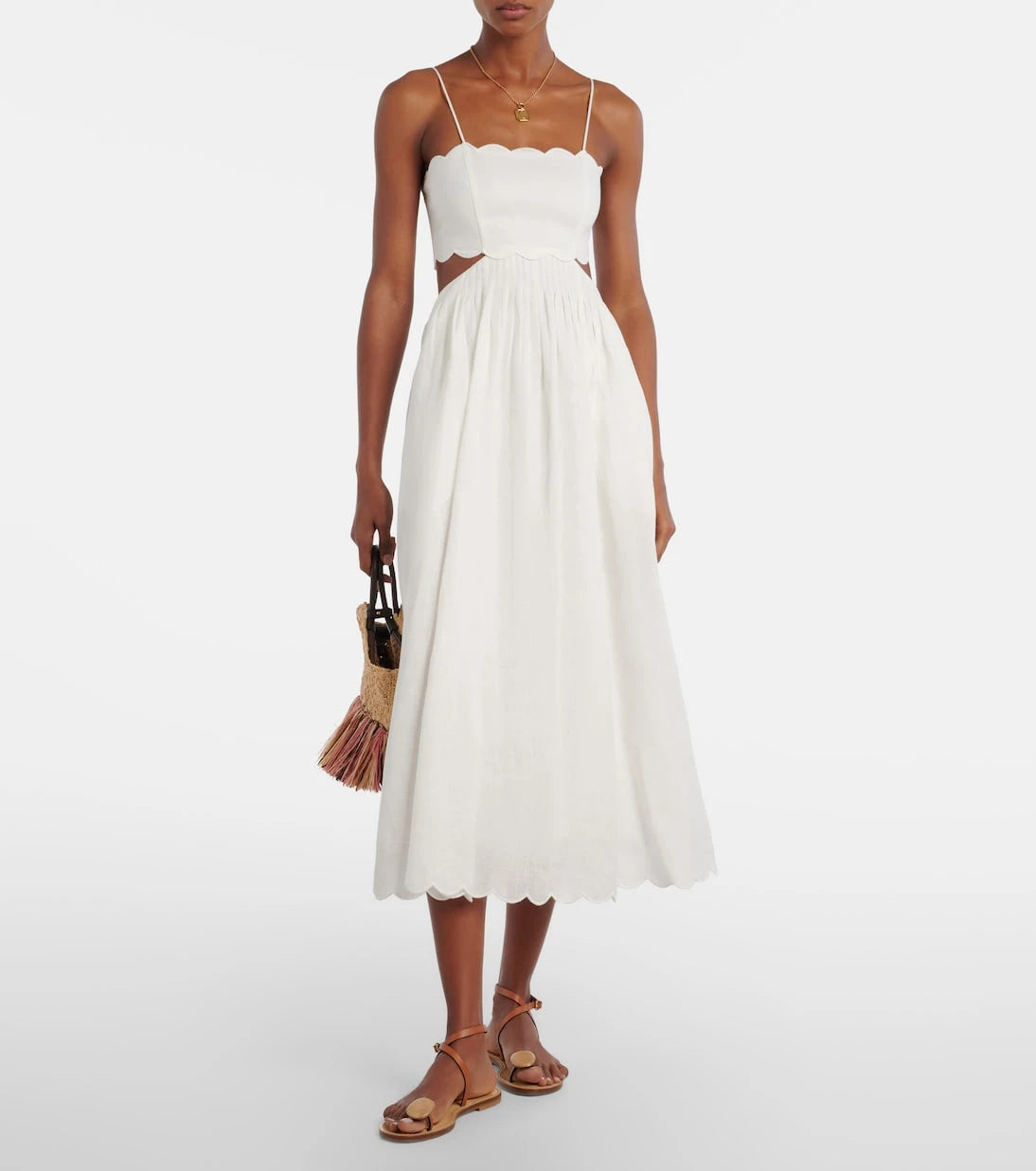Zimmermann - Rhiannon scalloped linen midi dress