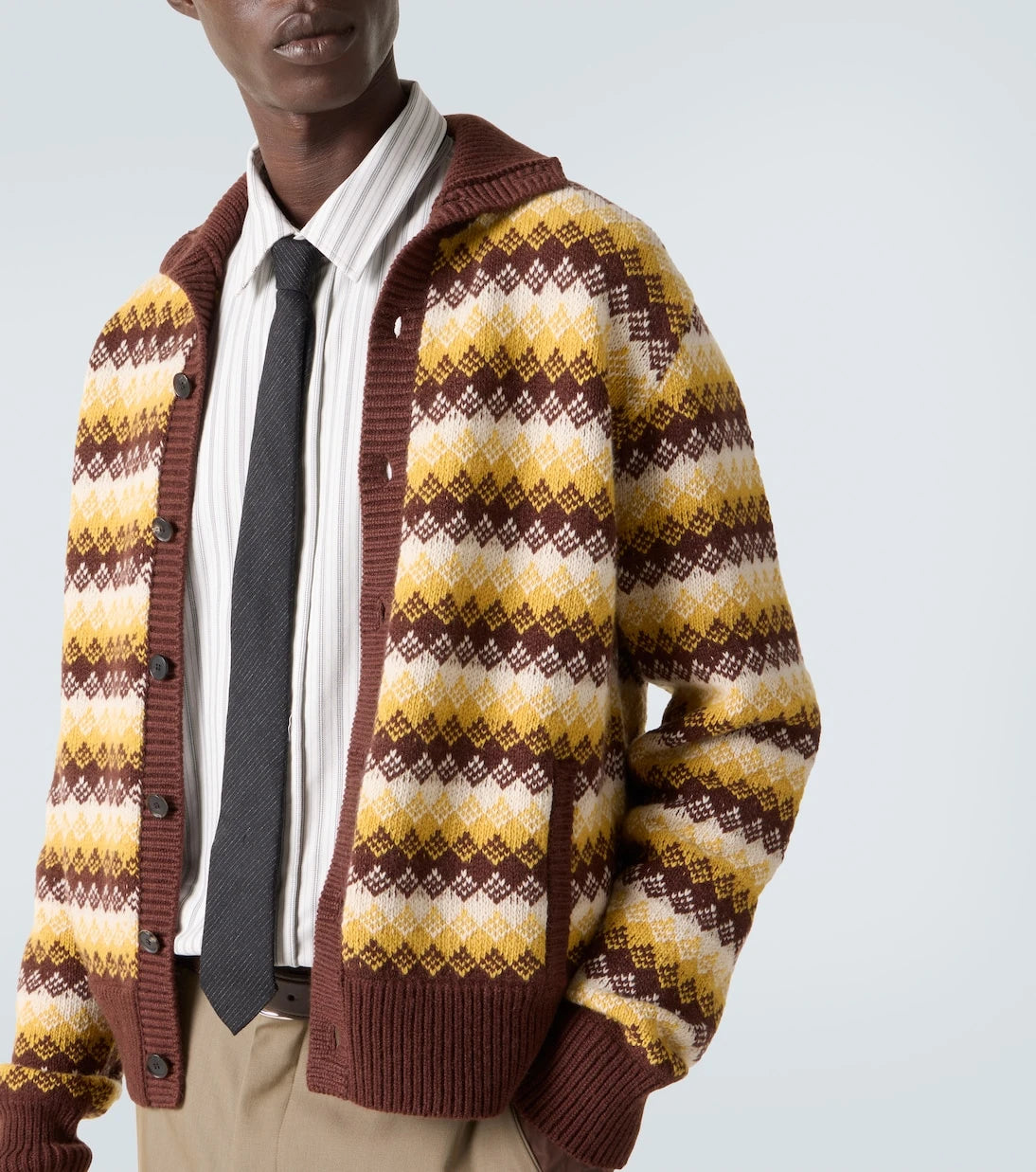 Auralee - Cashmere and wool jacquard cardigan