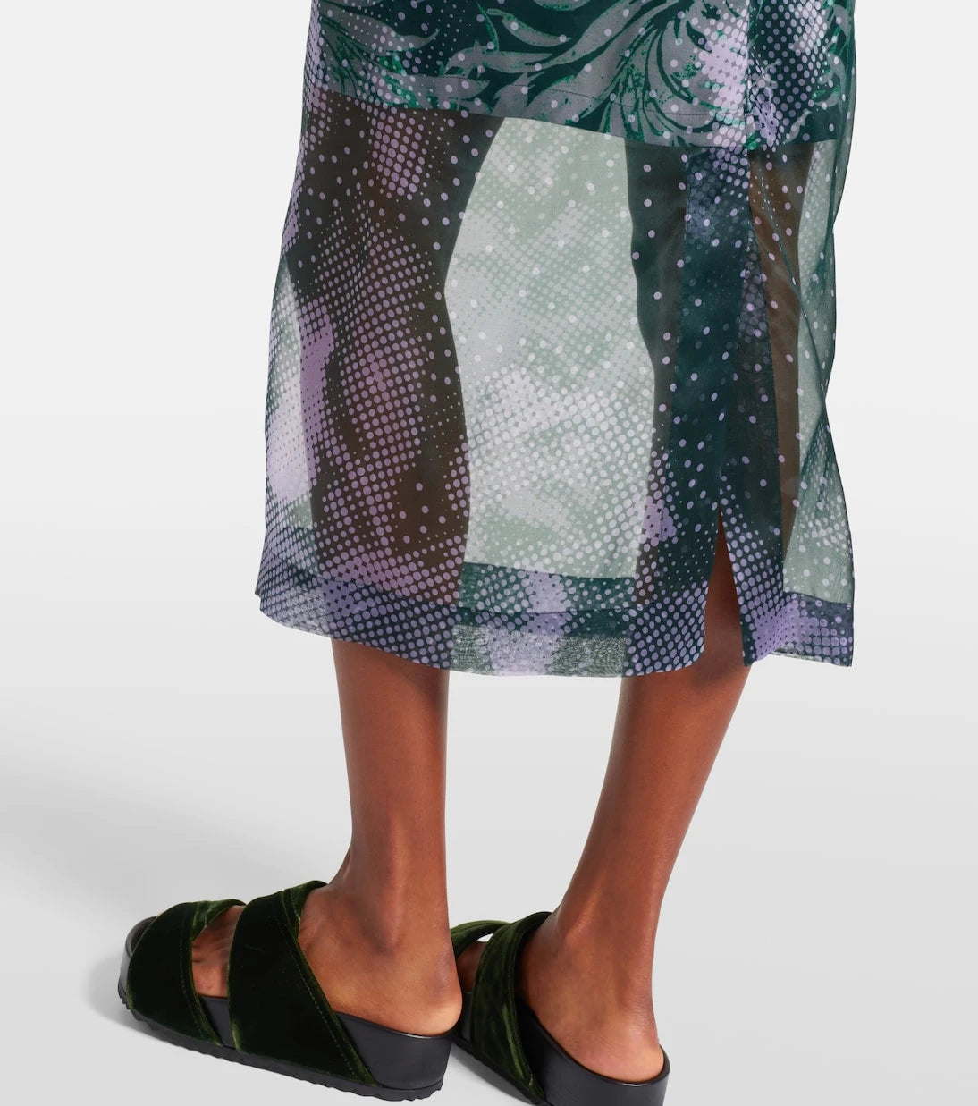 Dries Van Noten - Printed silk-blend midi skirt