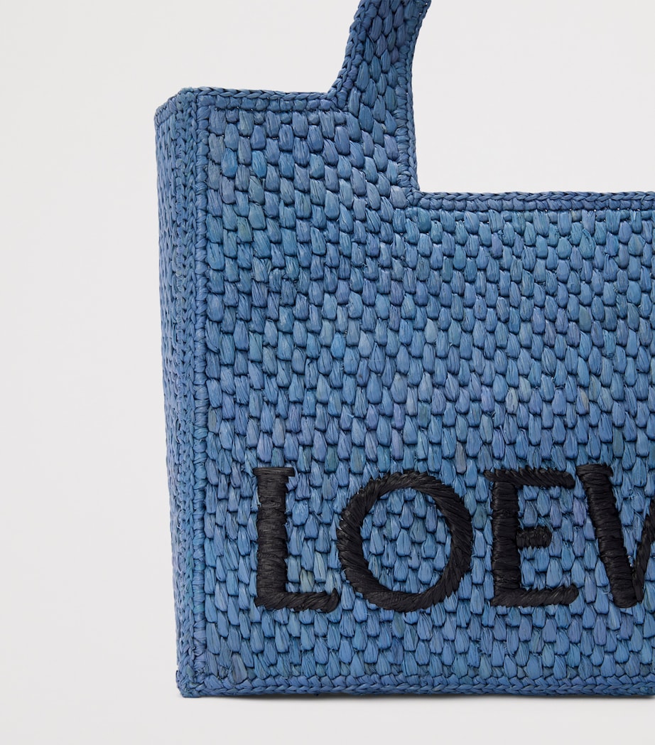 LOEWE Blue x Paula's Ibiza Small Raffia Font Tote Bag