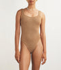 Brown Square-Neck Swimsuit