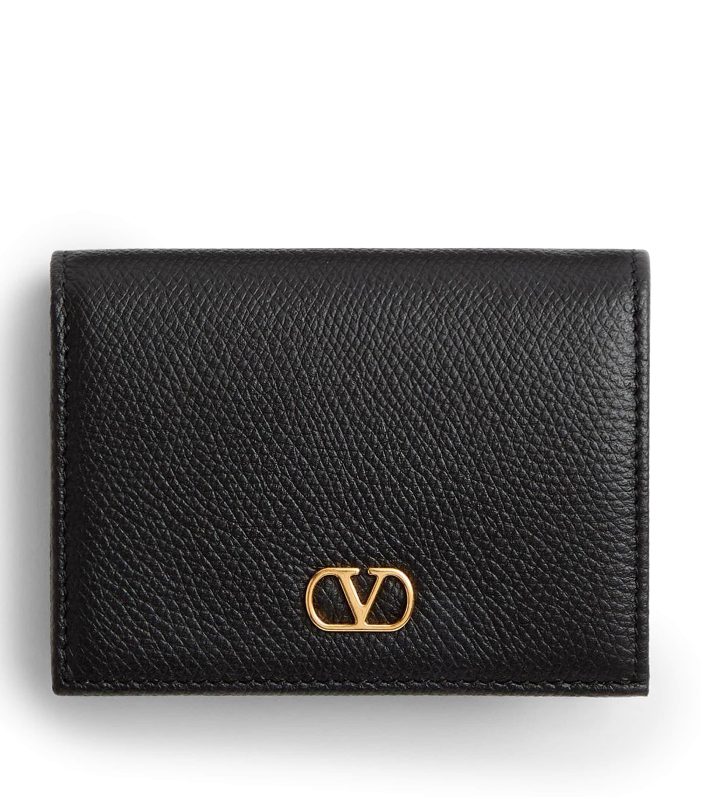 Valentino Garavani Black Leather French Flap Wallet