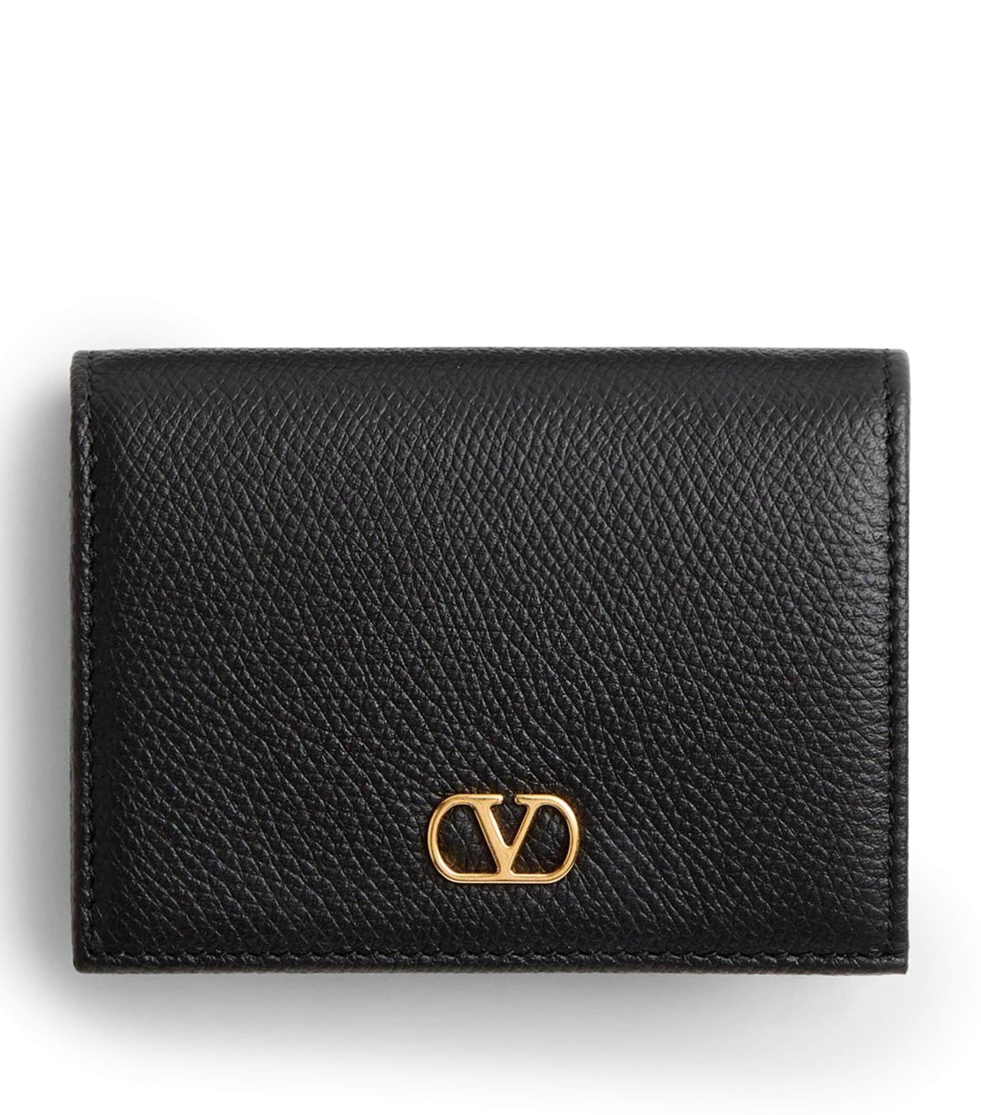Valentino Garavani Black Leather French Flap Wallet