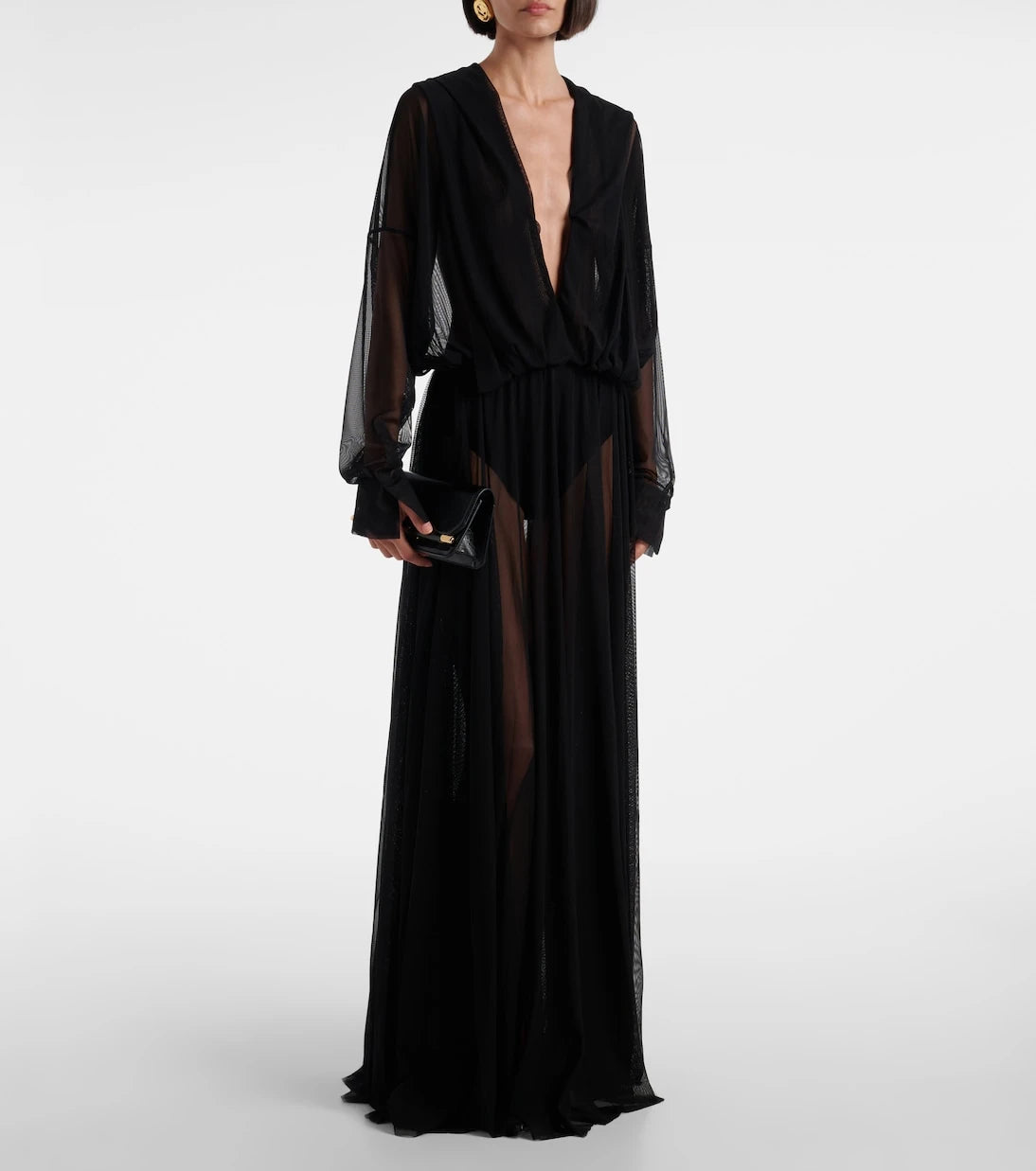 Norma Kamali - Hooded sheer maxi dress