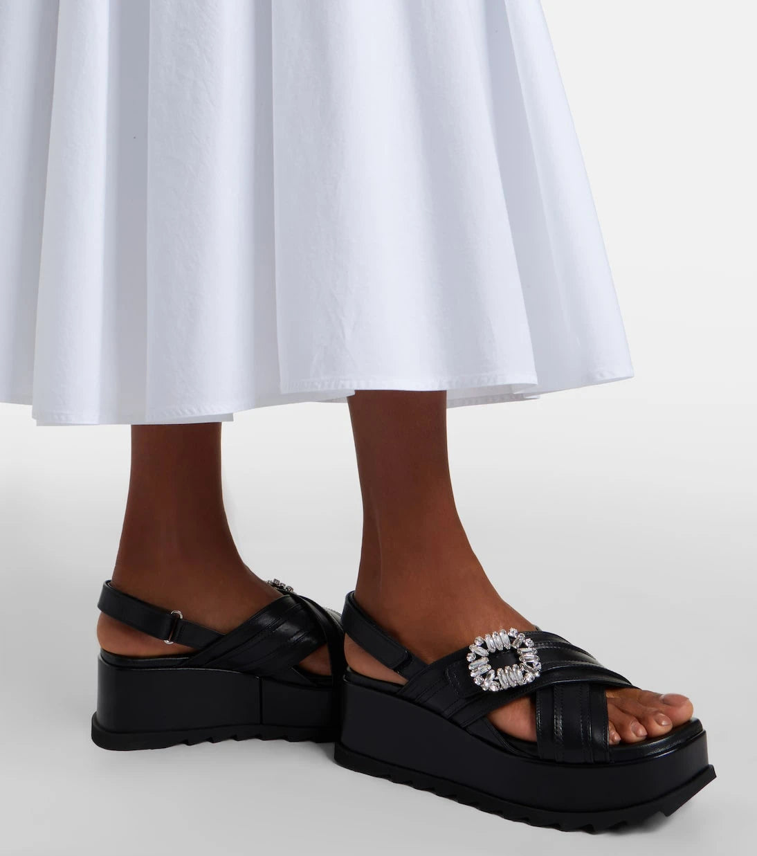 Roger Vivier - Strass Buckle leather platform sandals