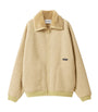 Neutral Fleece-Lined Bomber Jacket