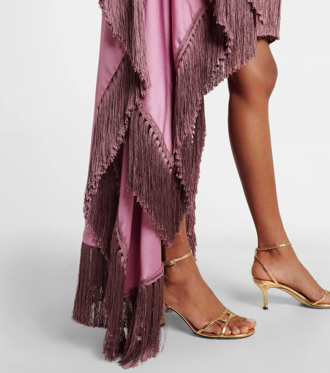 Taller Marmo - Asymmetric fringed satin kaftan
