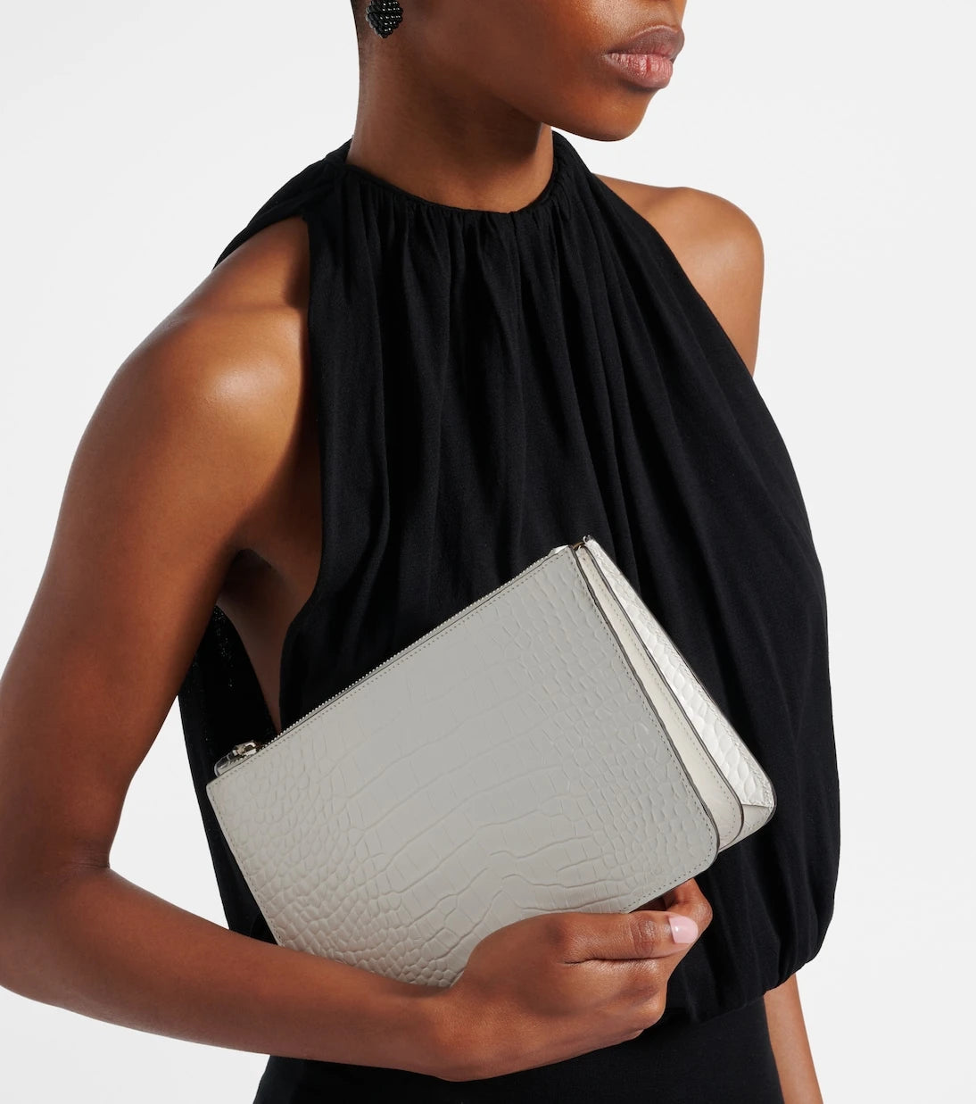Toteme - Threefold croc-effect leather clutch