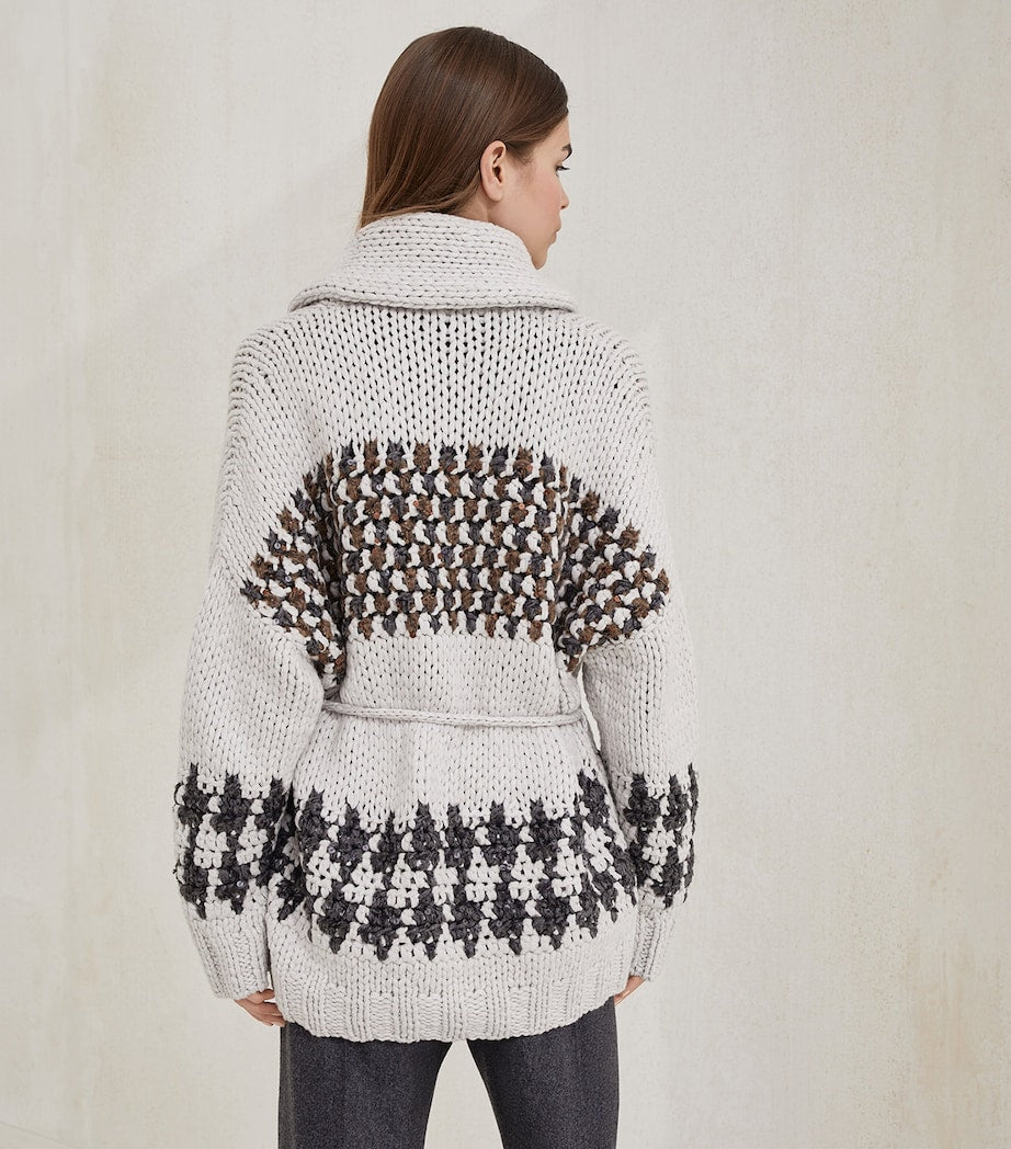 Brunello Cucinelli White Cashmere Opera Cardigan