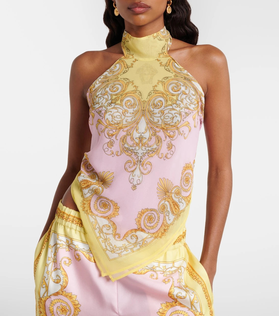 Versace - Printed georgette top