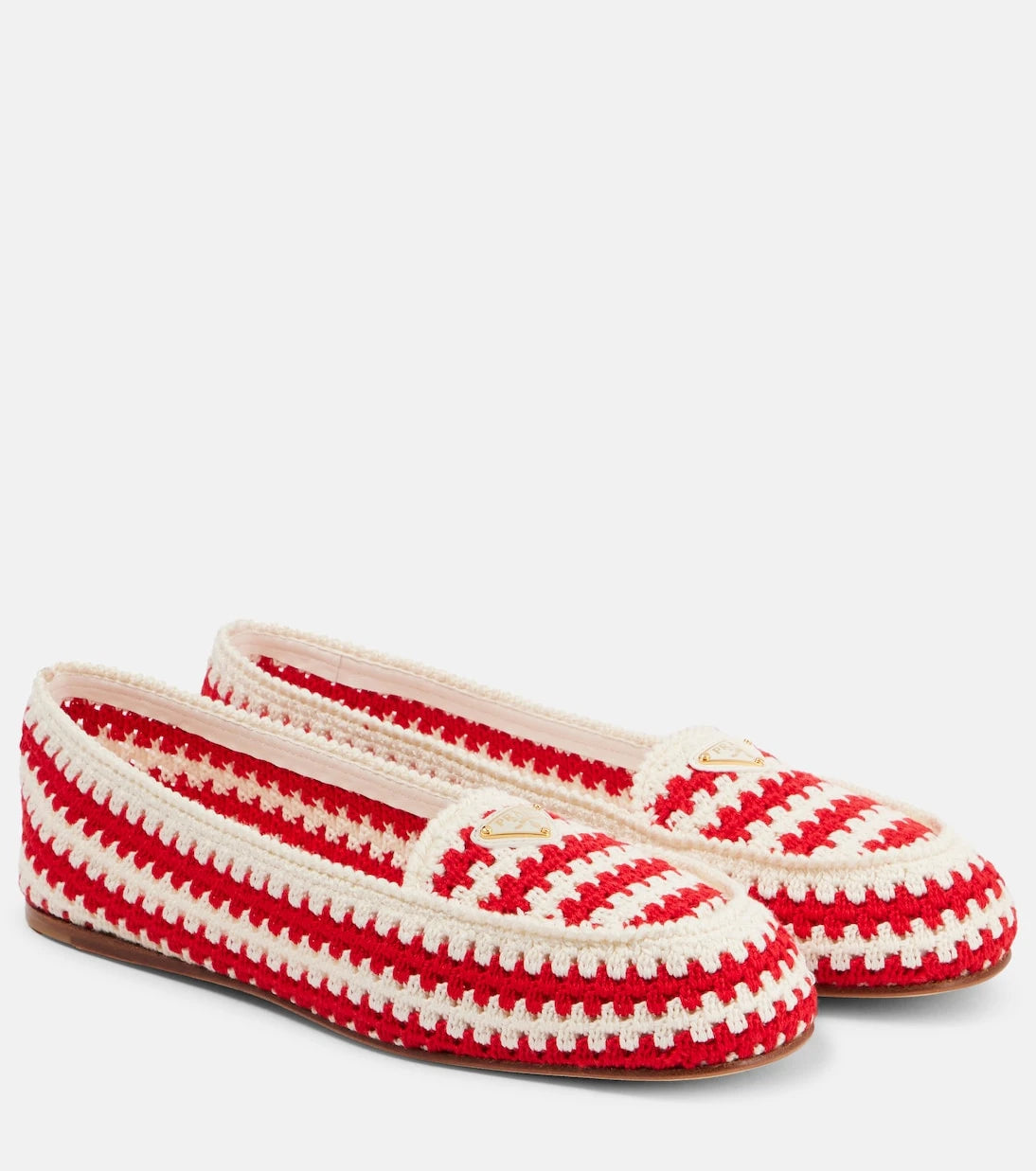 Prada - Striped crochet ballet flats