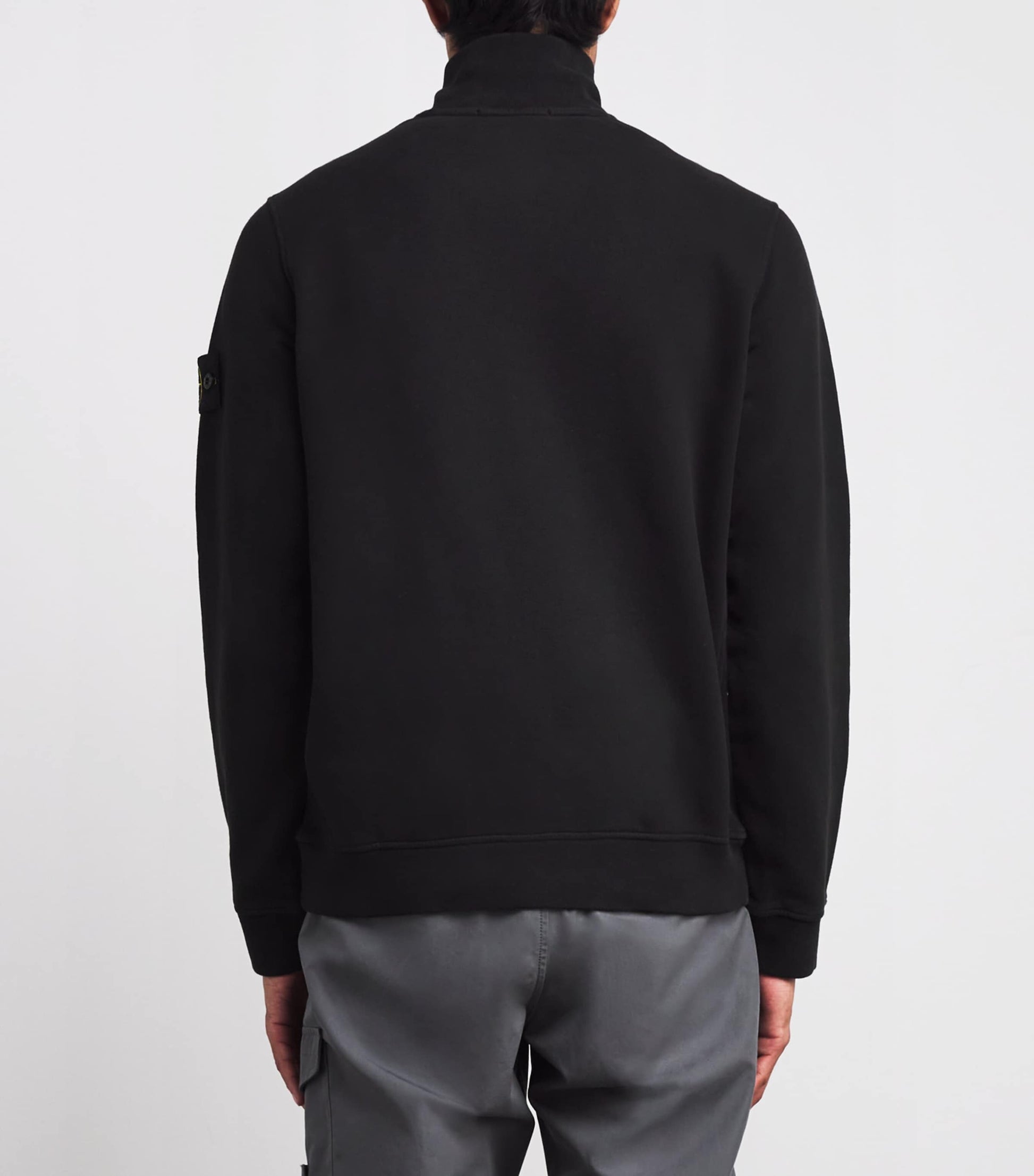 Stone Island Black Cotton Zip-Up Sweatshirt