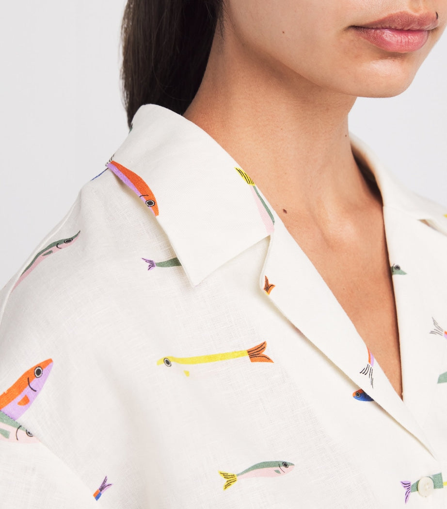 STAUD Linen Cropped Daya Shirt