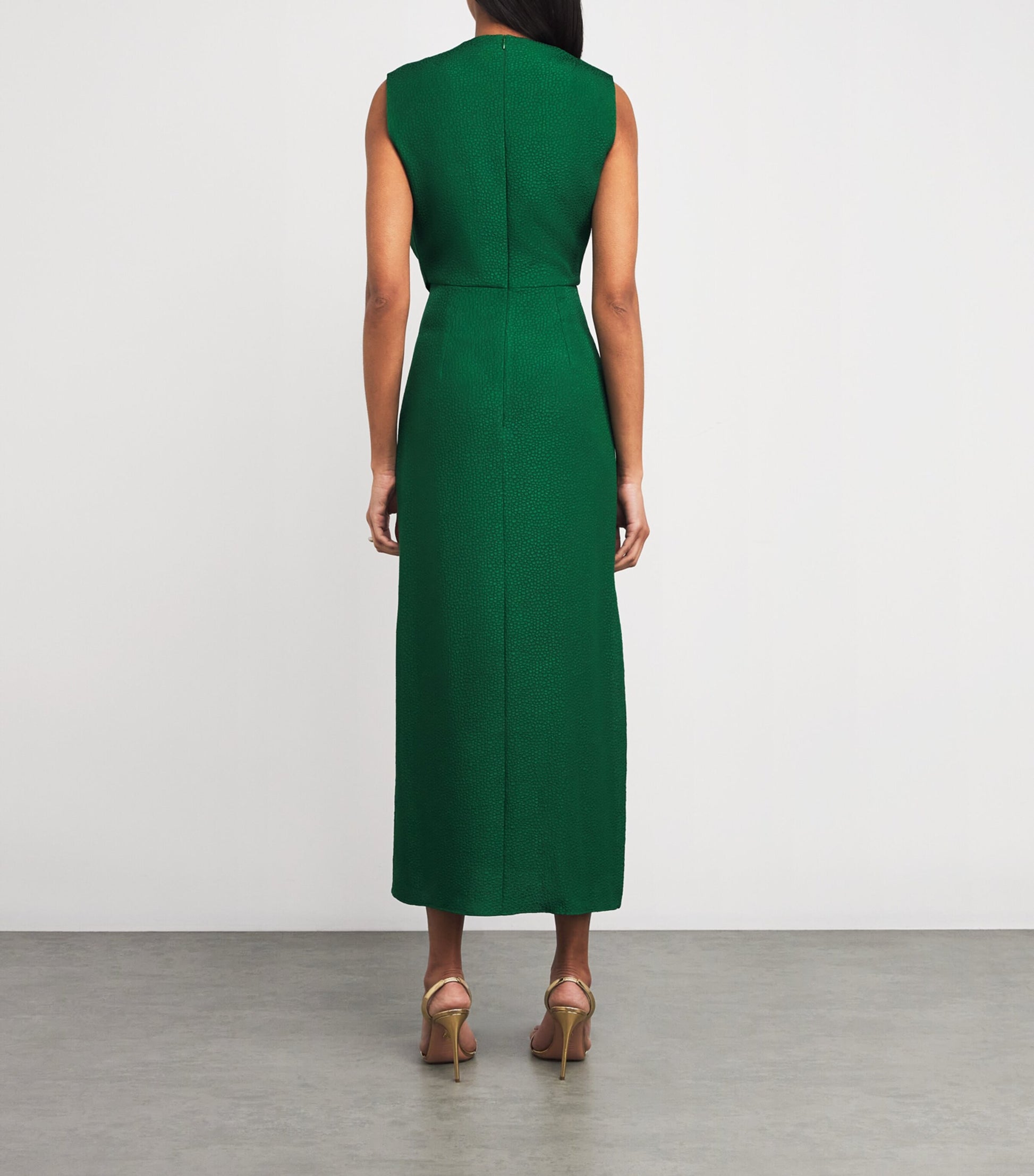 Edeline Lee Green Bubble Jacquard Aphrodite Midi Dress