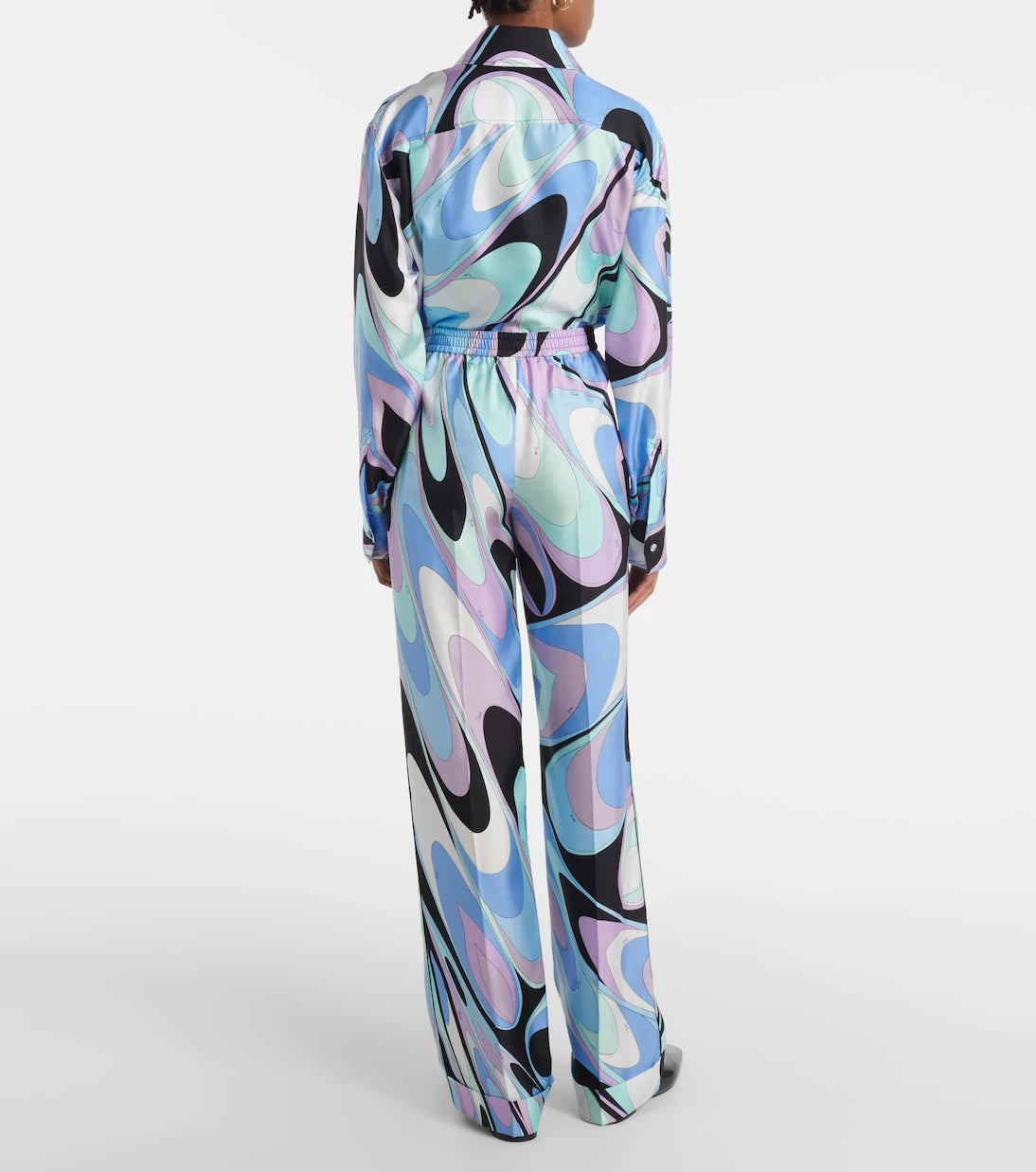 Pucci - Printed silk twill wide-leg pants