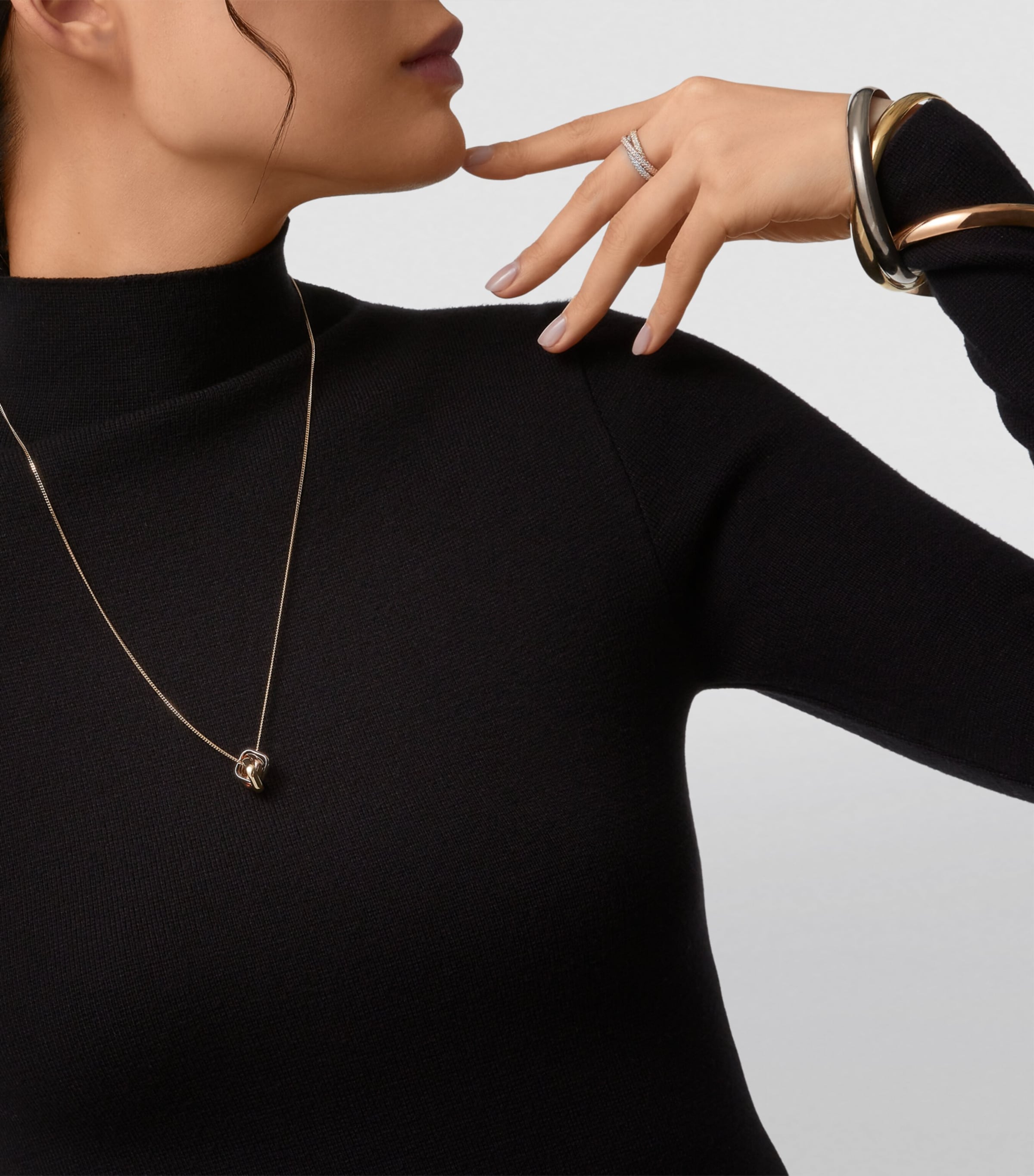 Mixed Gold and Diamond Trinity Necklace